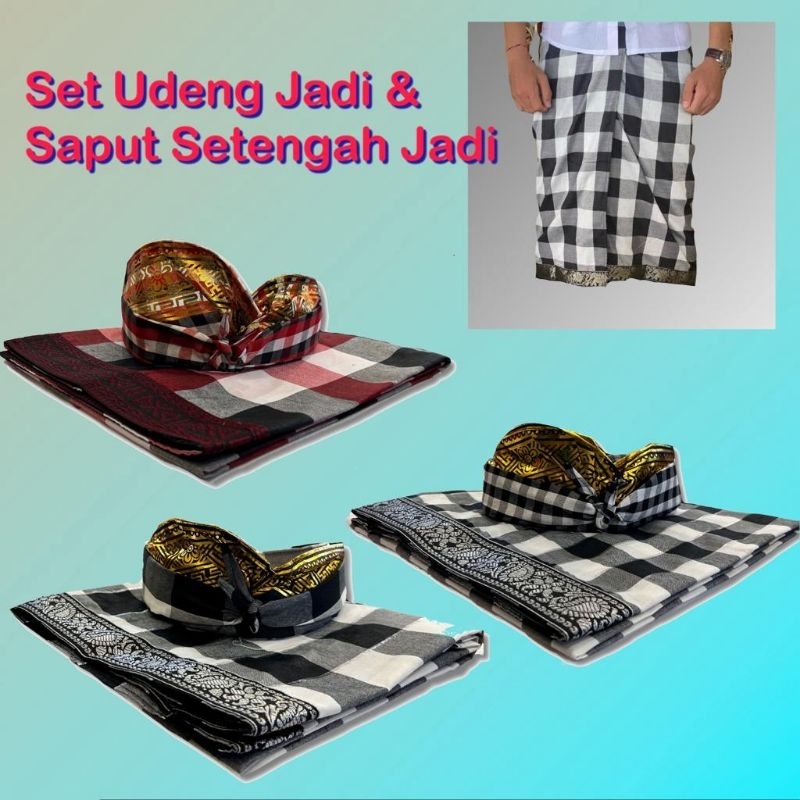 KH Set Udeng Satin & Saput Katun Poleng Bali Pria