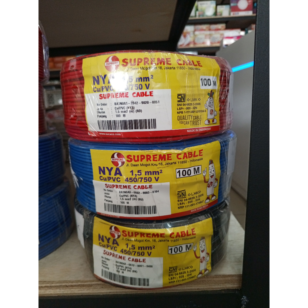 Kabel Listrik Supreme / Kabel NYA 100Meter / Kabel Tunggal Tembaga Asli