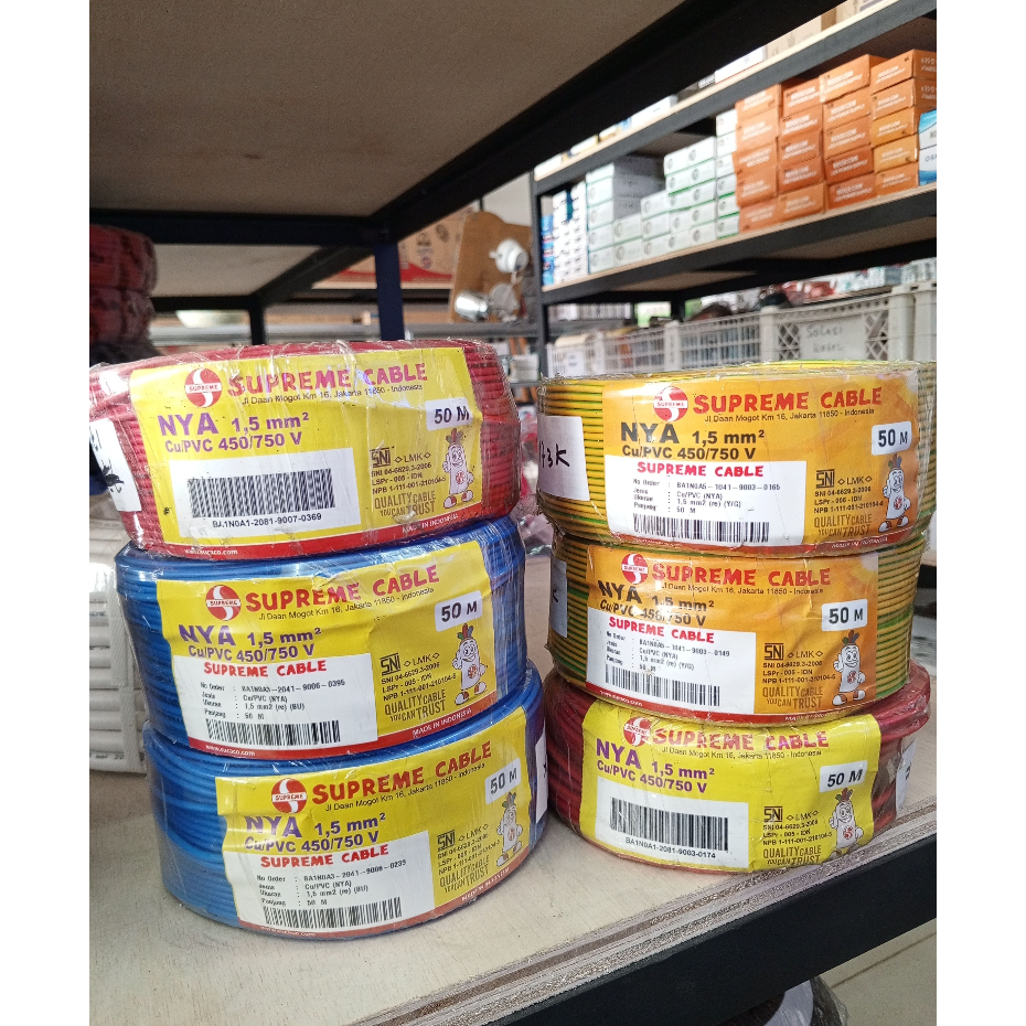 Kabel Listrik Supreme / Kabel NYA  50Meter / Kabel Tunggal Tembaga Asli