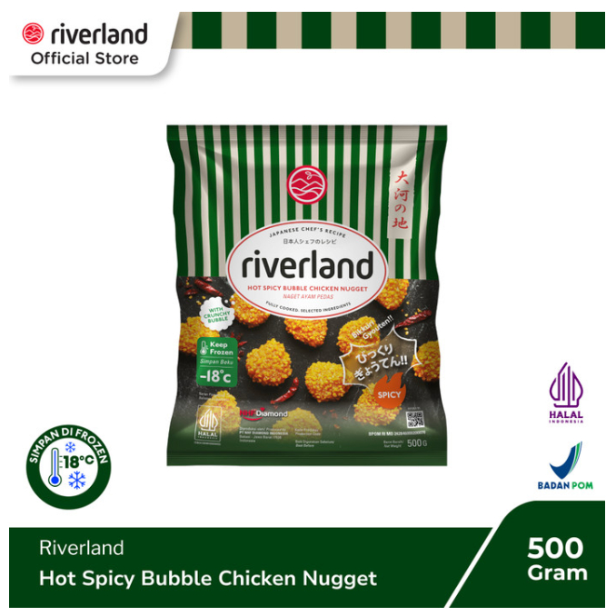 

RIVERLAND CHICKEN NUGGET HOT SPICY NUGET AYAM BUBBLE PEDAS 500 GR