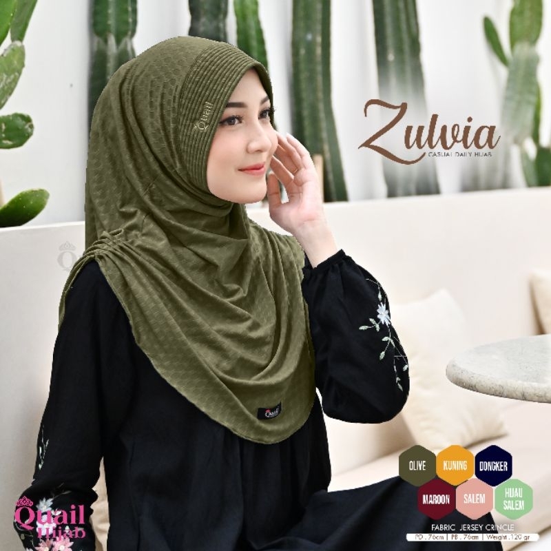 Hijab Instan Jersey Premium Motif Original Jilbab Quail ZULVIA