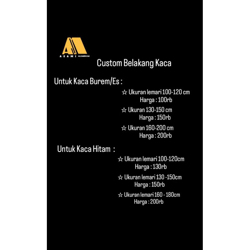 Custom lemari belakang Kaca