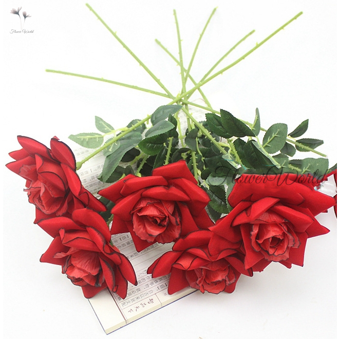 [FlowerWorld]Artificial Bunga Mawar dengan tepi hitam 1 tangkai Bunga Artficial Rose Bunga Palsu Pla