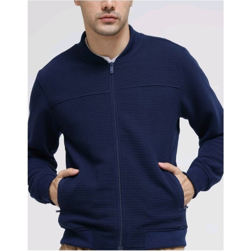 Cole Jaket Pria Casual Knit Bomber Original Blue Navy