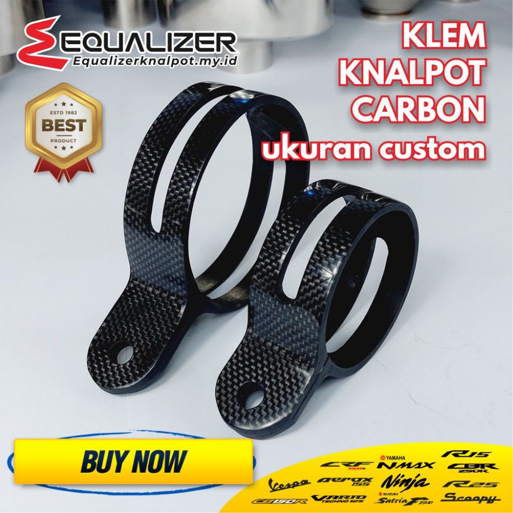 Klem Knalpot Carbon Karbon Ukuran Custom Gantungan Clamp Breket Bracket Kleman Knalpot Carbon Karbon