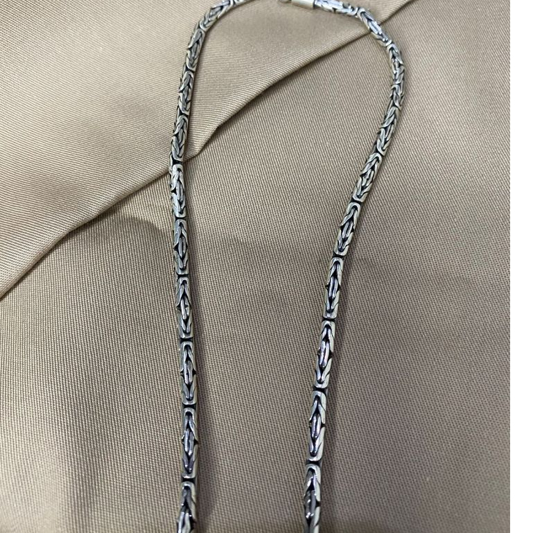 Kalung Pria Perak Sterling 925 Motif Borobudur 3mm Keren KL-3