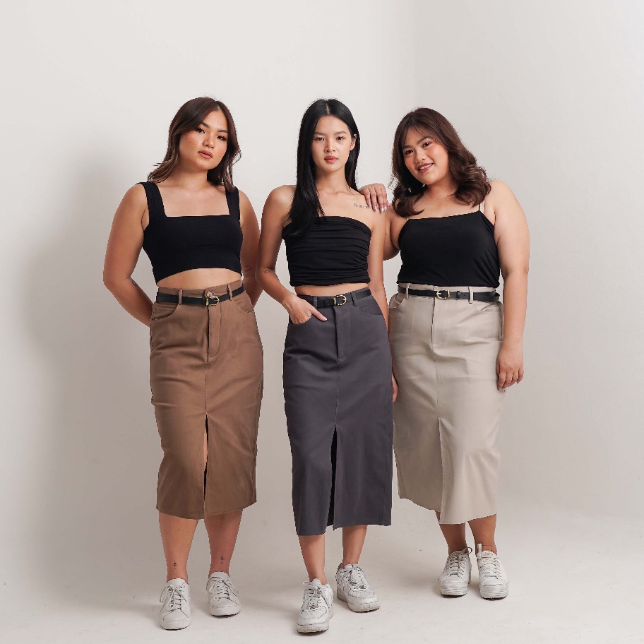 Terlaku TUTULOPH  KAYLA SKIRT  INCLUDE BELT Midi Skirt  All Size Plus Oversize Jumbo Big Size BB 451