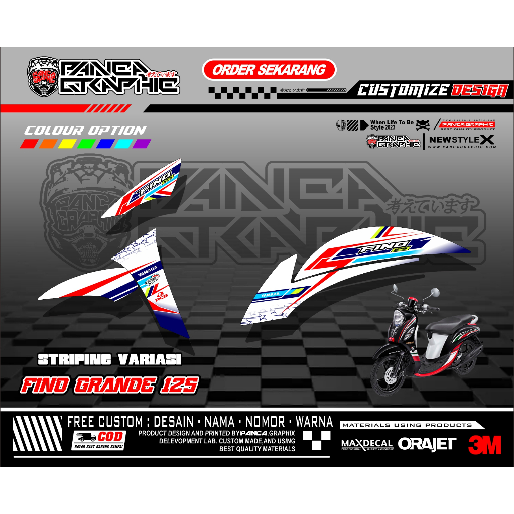 Striping Variasi Motor Fino 125 keren Semi Full/STIKER FINO