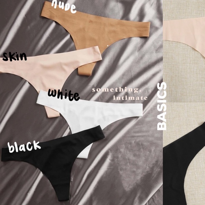 Ready Stock HM SEAMFREE Seamless Solid Invisible Raw Cut Seamless Thong Cheeky Gstring No Line Panty