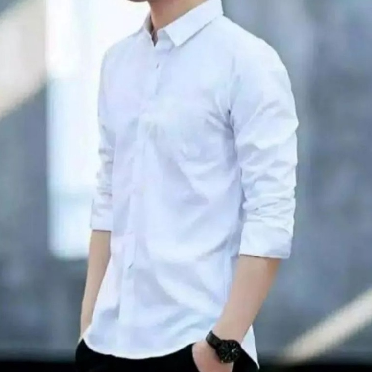 Baru idZ5l5K PROMO COD PUTIH KANCING PUTIH Kemeja Pria Lengan Panjang Sage Green Soft Green Hitam Ab