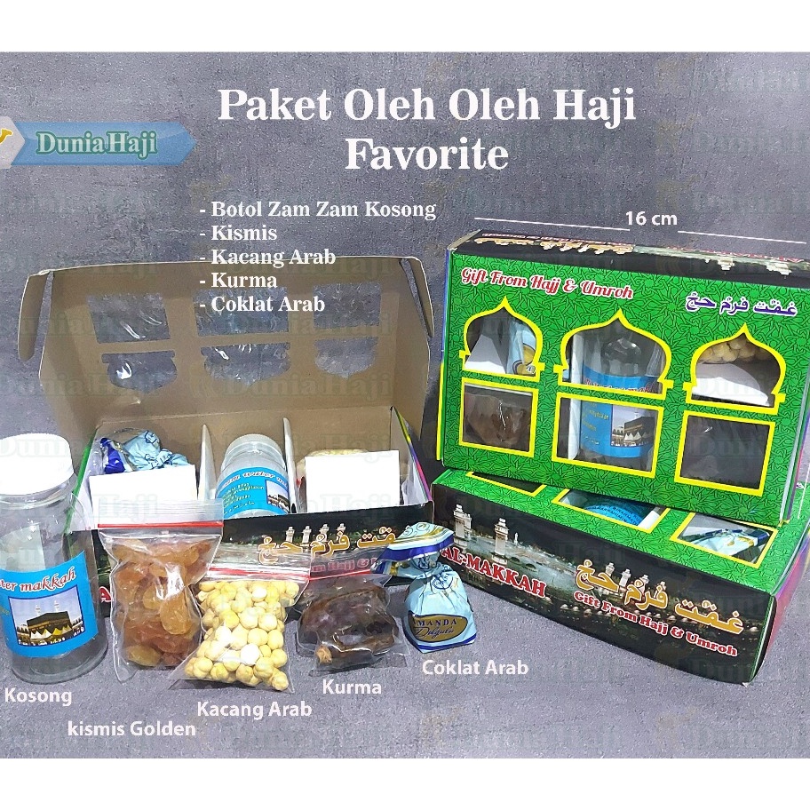 

READY STOK Paket Haji Favorite E Souvenir Murah Botol Zam Zam Kosong Kacang Arab Kismis Coklat Arab Kurma Souvenir Oleh Oleh Haji dan Umroh pcs