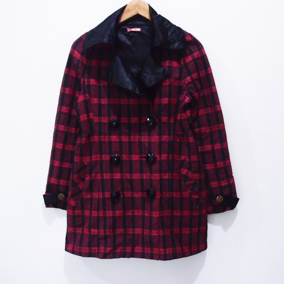 AW081 SIZE M KOTAK KOTAK COAT MANTEL WANITA