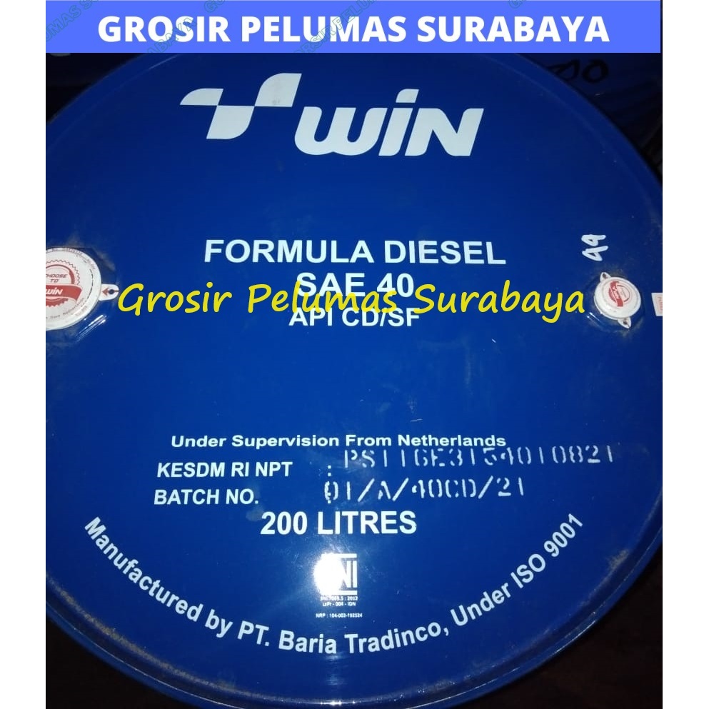 ISO 9001 DRUM Oli mesin Diesel sae 40 Api CD SF WIN Formula Diesel OIL