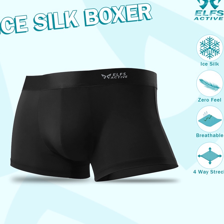 Terlaku Elfs Active Men Ice Silk Boxer Briefs Celana Dalam Zero Gravity Feel