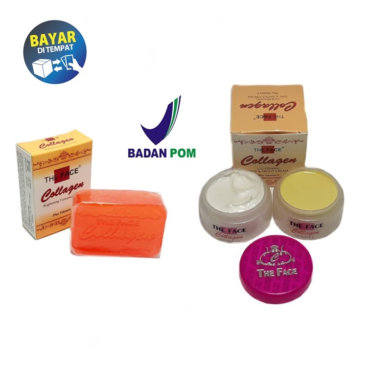 Cream Collagen The Face - Krim Siang + Krim Malam + Sabun Collagen ORIGINAL BPOM