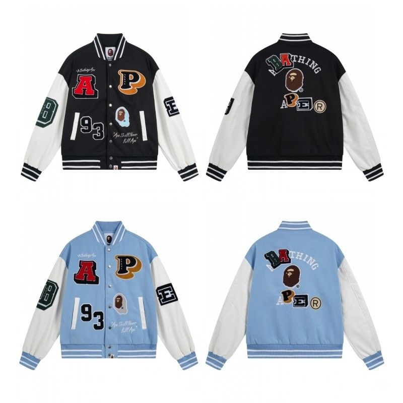 Varsity Bape Jacket Bomber Pria
