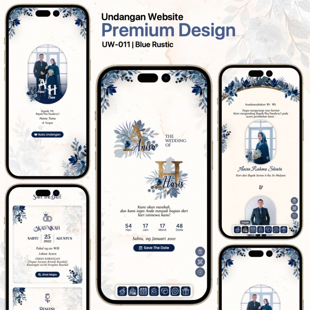 UW-011 | Undangan Digital Website Blue Rustic - Undangan Website - Undangan Web