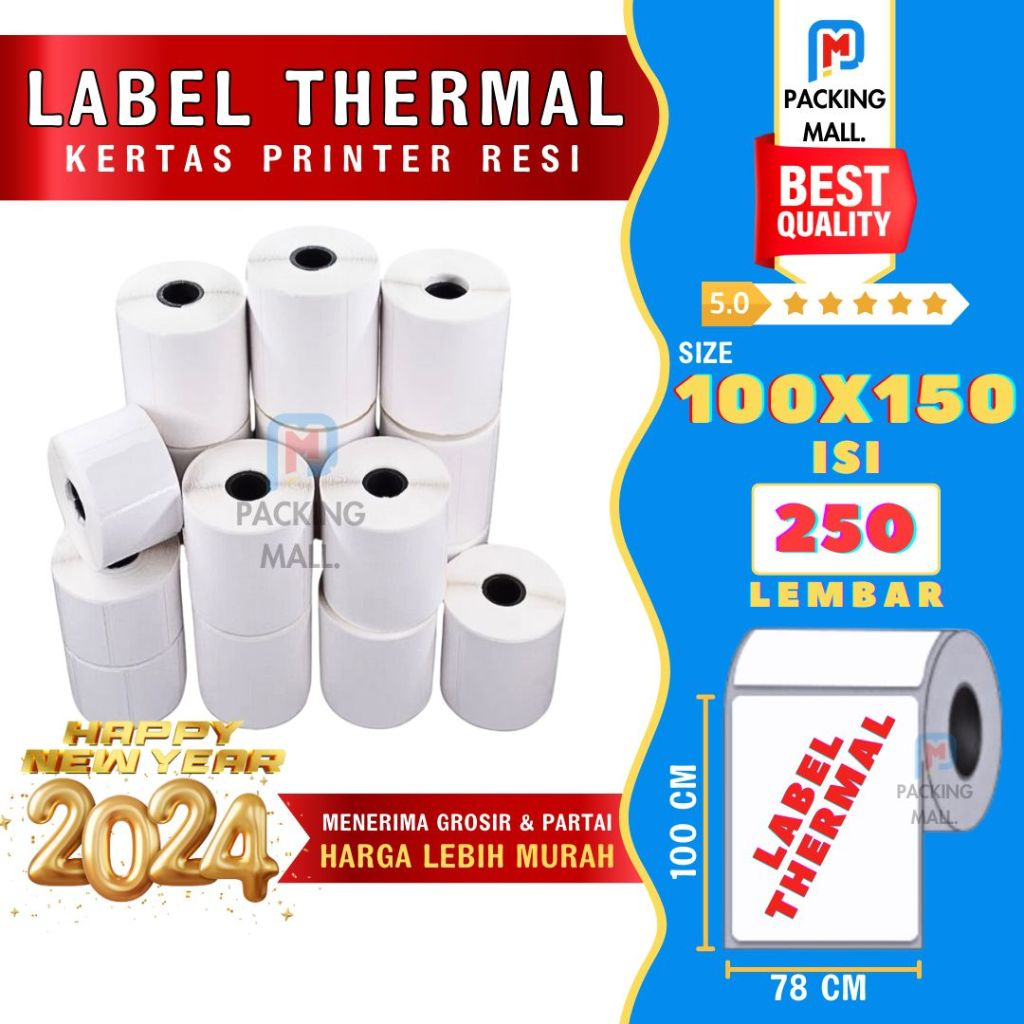 

Label Thermal / Printer label / stiker barcode label pengiriman ukuran 100x150 isi 250 Lembar