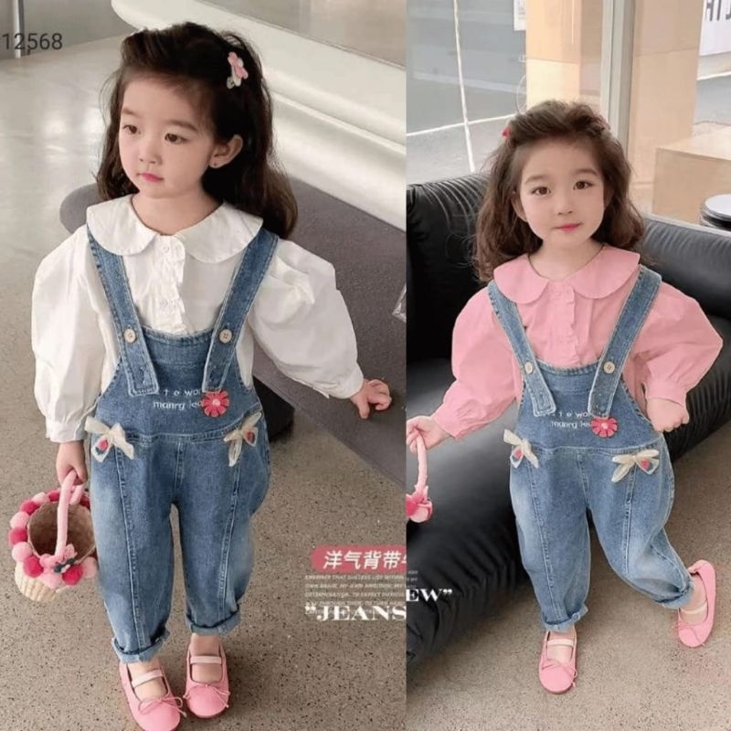 [1-5TH] SETELAN JUMPSUIT BAJU KODOK OVERALL JEANS TUTU ANAK IMPORT 1-5 TAHUN FREE INNER BLOUSE KEMEJ