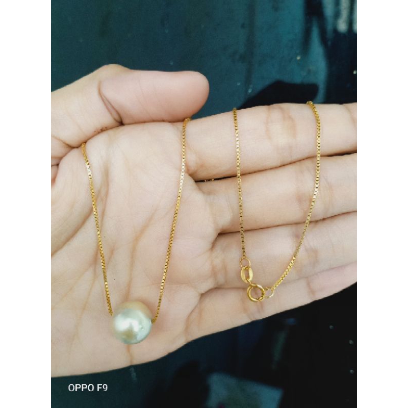kalung rantai italy perak lapis emas 22k mutiara laut asli lombok