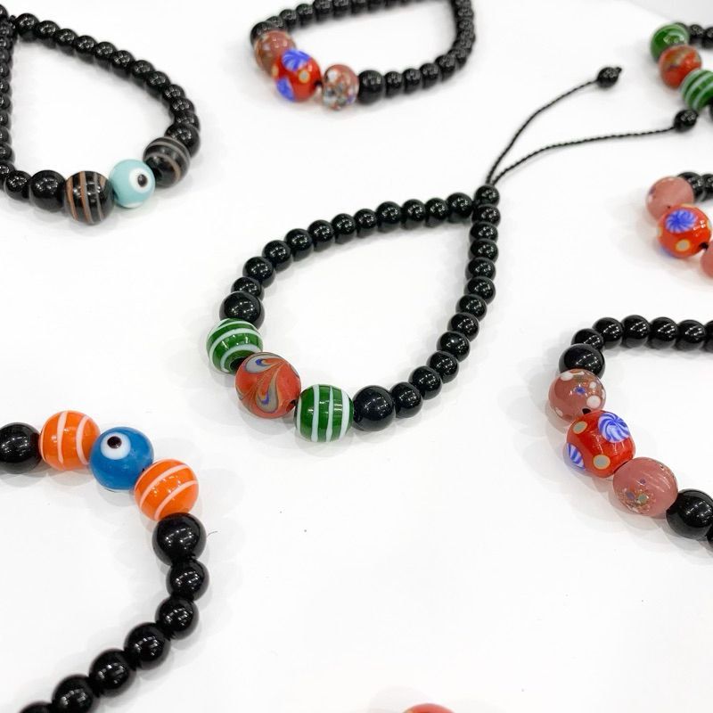 Gelang Dayak batu lukis Hitam Serut khas Borneo kalimantan