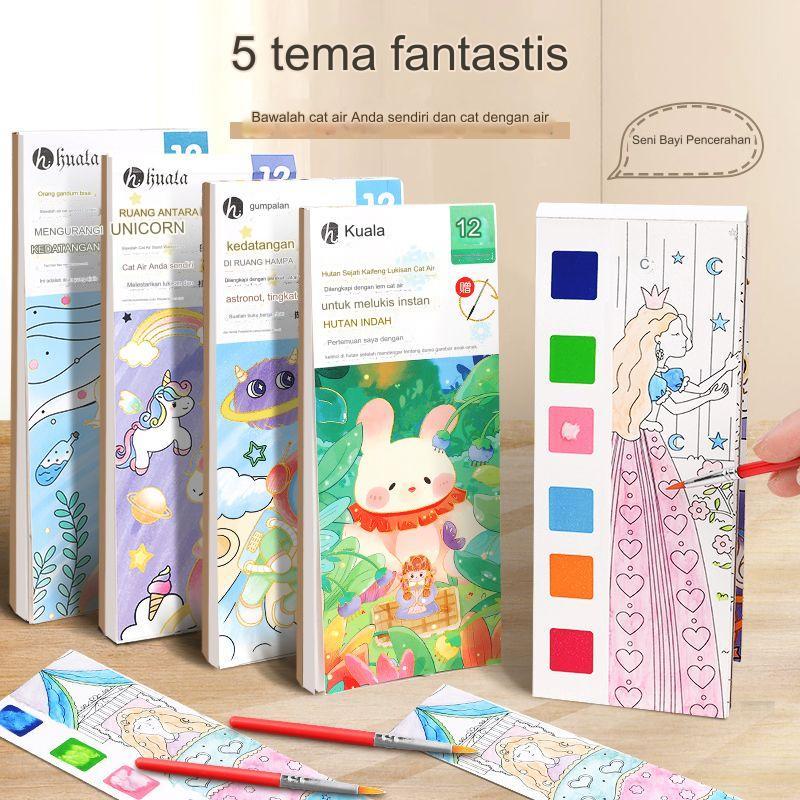 

Buku melukis cat air anak / lukisan air / Buku Lukisan Persegi Panjang / buku cat air mewarnai kecil /Edukasi mewarnai coloring kids watercolor painting / Buku mewarnai DIY