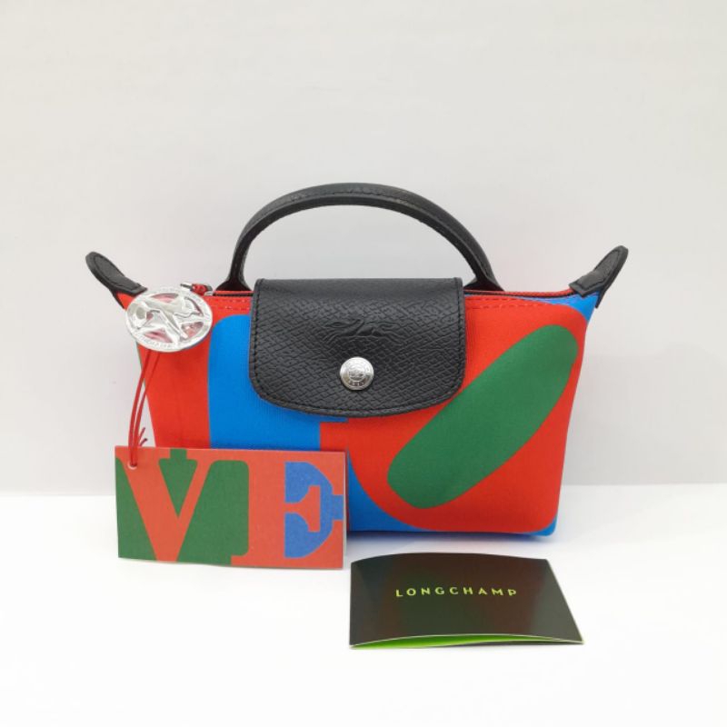 longchampp LC X ROBERT BOB INDIANA Top handle love pouch red green