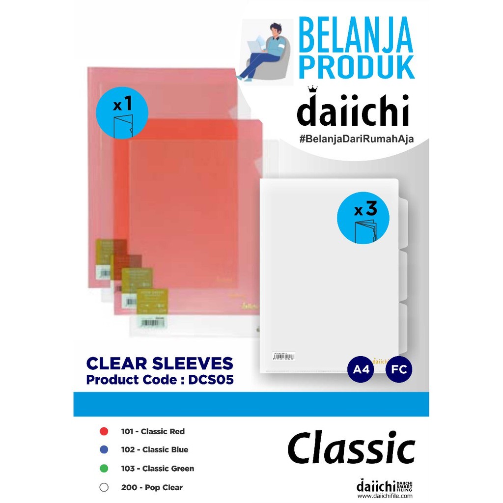 

Map L Daiichi Clear Sleeve A4/ Folio (1pak isi 12)