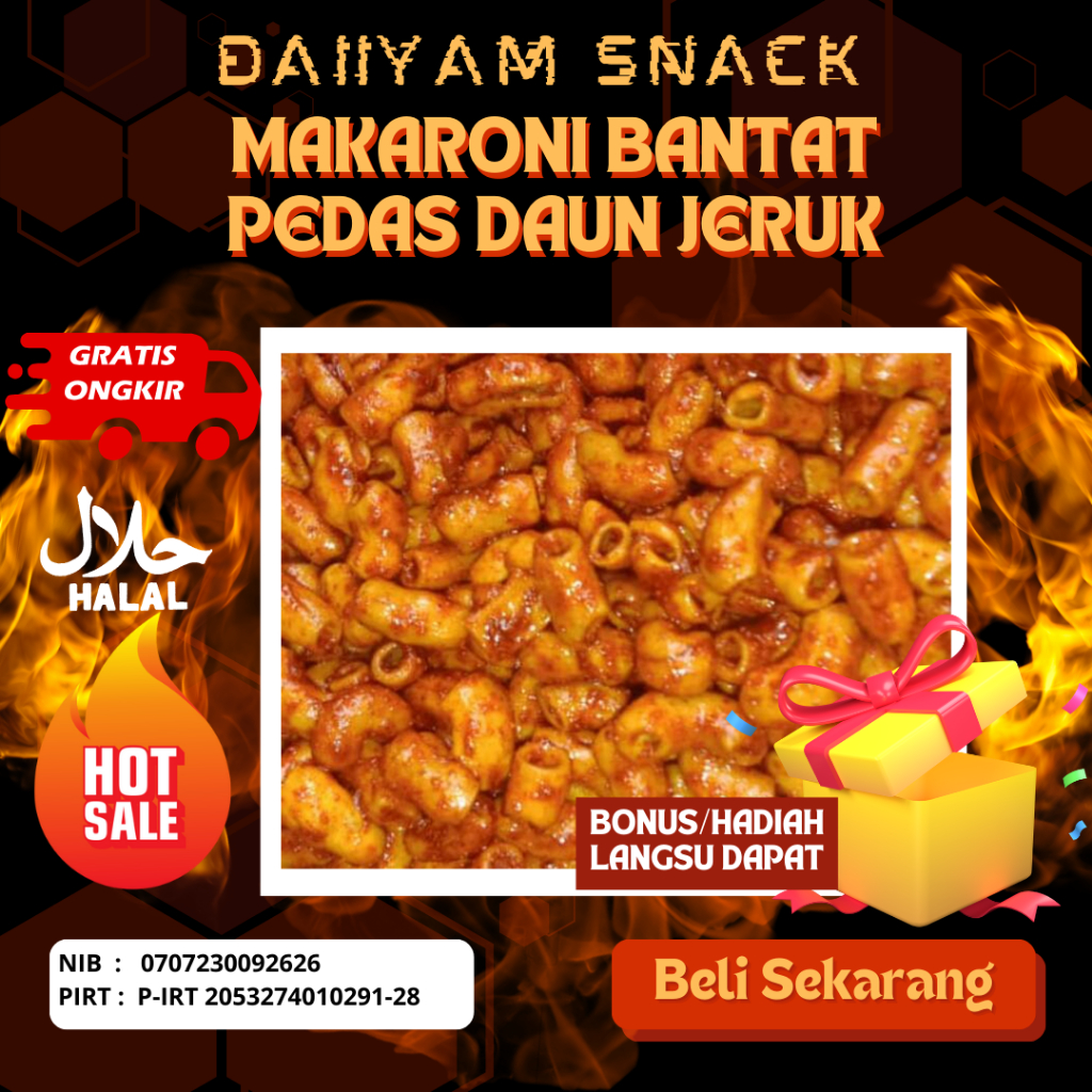 

Makaroni bantat Pedas Daun jeruk 1 Kg