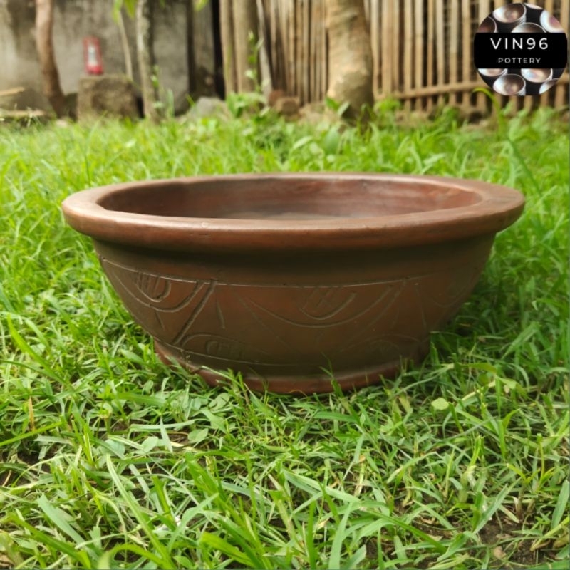 Pot bonsai D29cm gerabah tanah liat