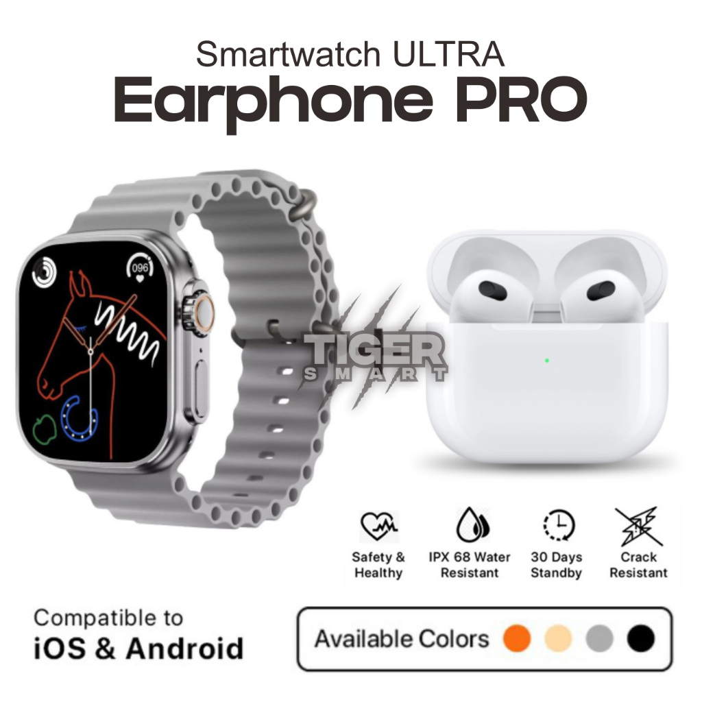 Jam Tangan Wanita Pria Smartwatch Ultra Watch 8 FREE EARPHONE PRO 4
