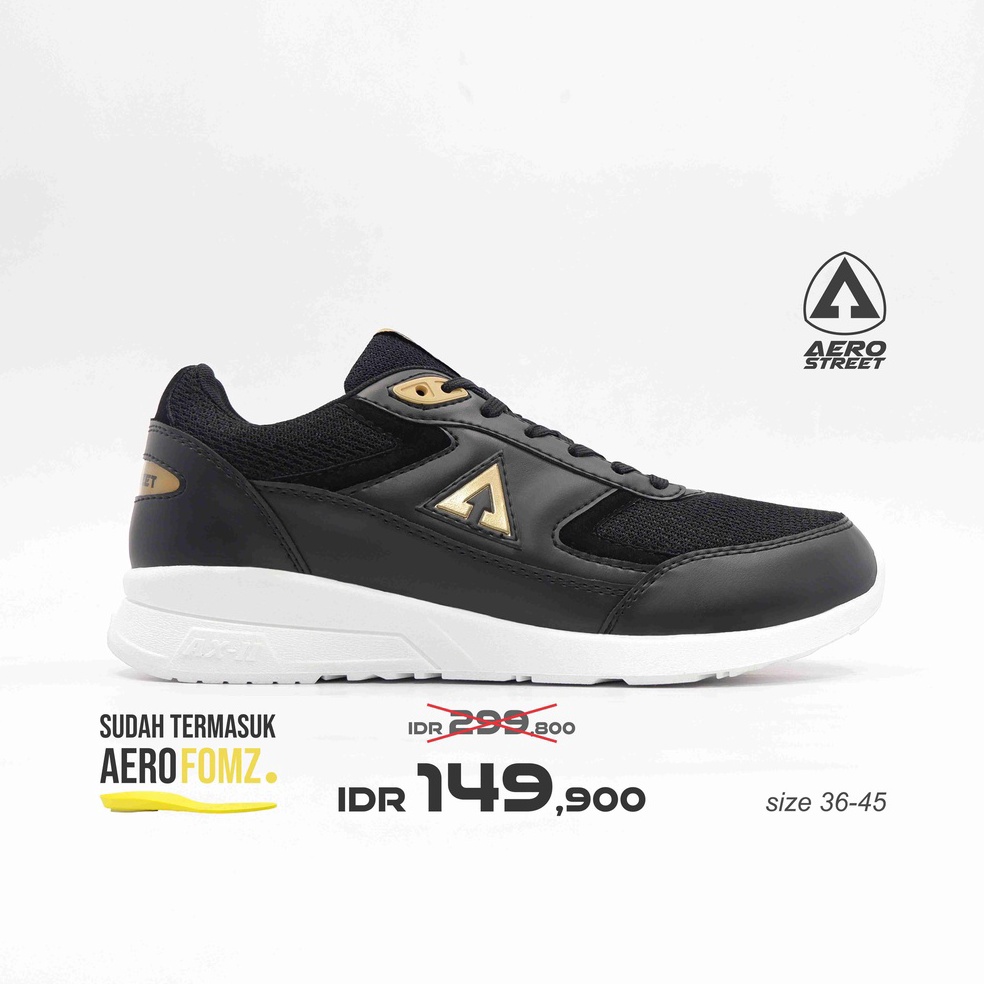 New Trx5mLa Aerostreet 3744 Osaka Putih Hitam Emas  Sepatu Sneakers Casual Pria Wanita Aero Street 2