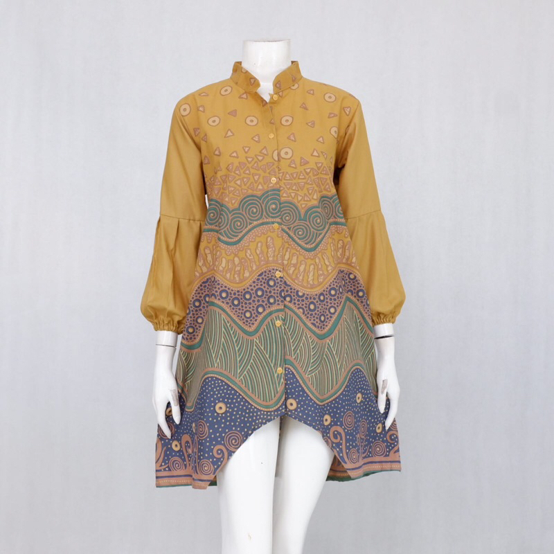 Batik Tunik busui kancing depan Dewantari kunyit gold