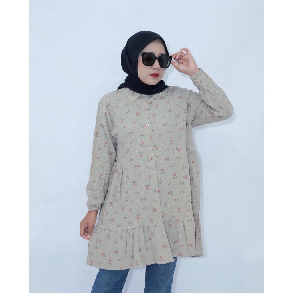 Anski Delisha Tunic | Tunik Wanita Motif | Tunik Wanita Bunga-bunga | Tunik Wanita Polos | Tunik Wan