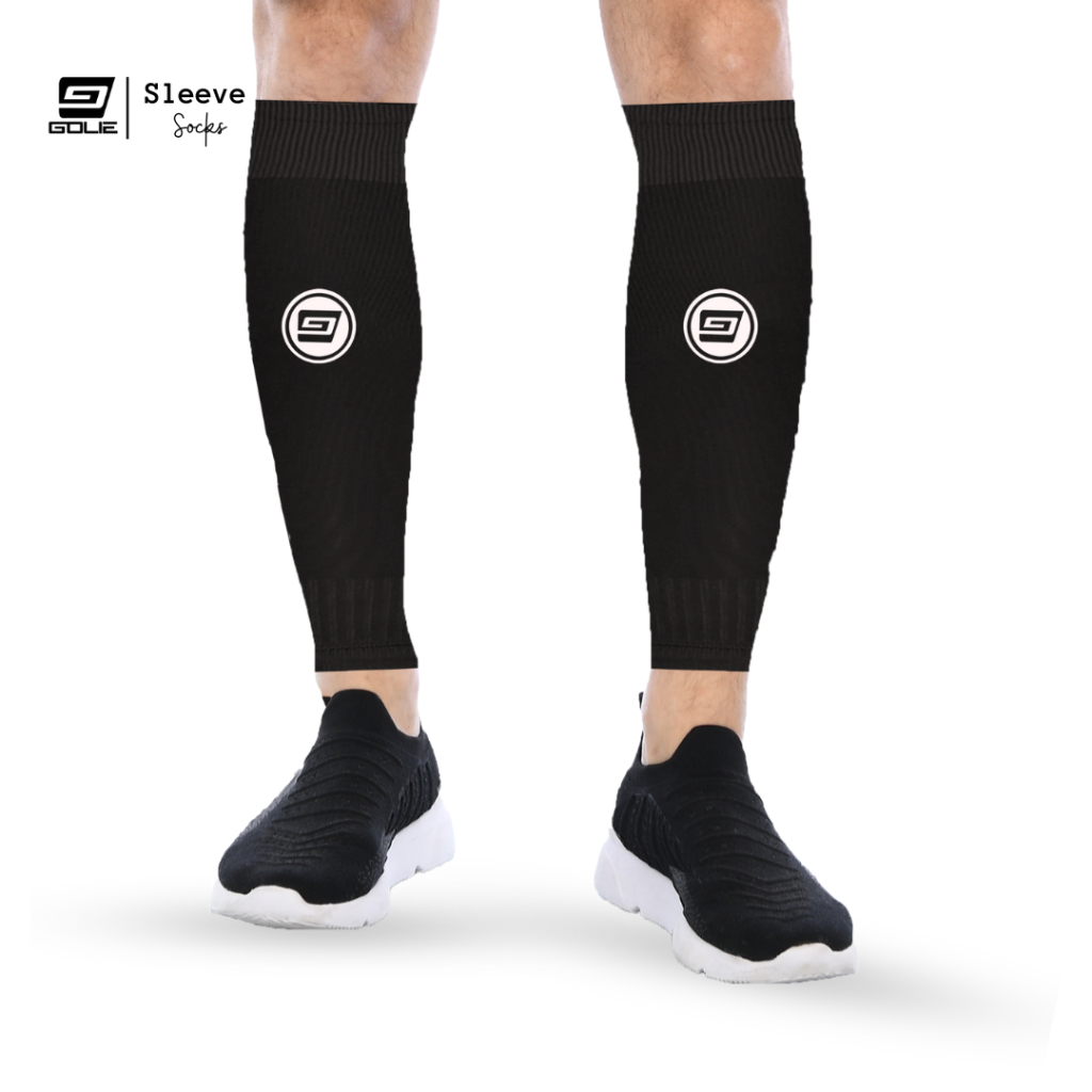 Golie kaos kaki sambung sepak bola futsal sleeve socks hitam abu gold