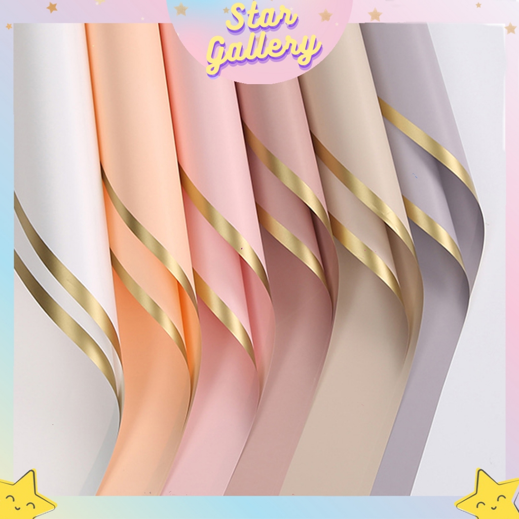 

Kertas Buket Bunga List Gold Flower Wrapping Paper List Gold Tebal KB6135