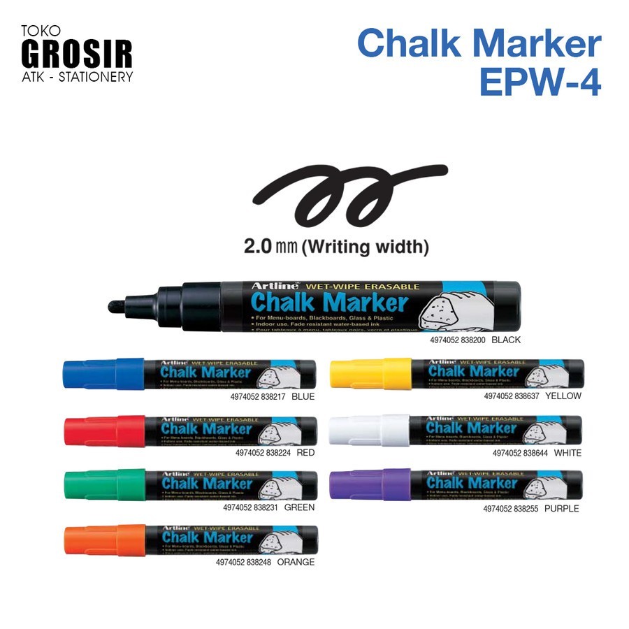 

GROSIR Spidol Chalk Marker EPW-4 (12PCS)