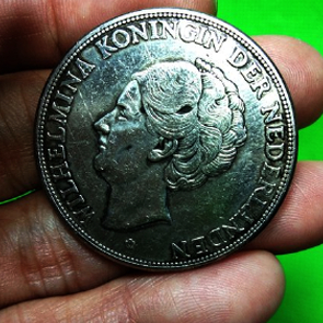 KOIN KUNO QUEEN WILHELMINA 3 GULDEN TAHUN 1919