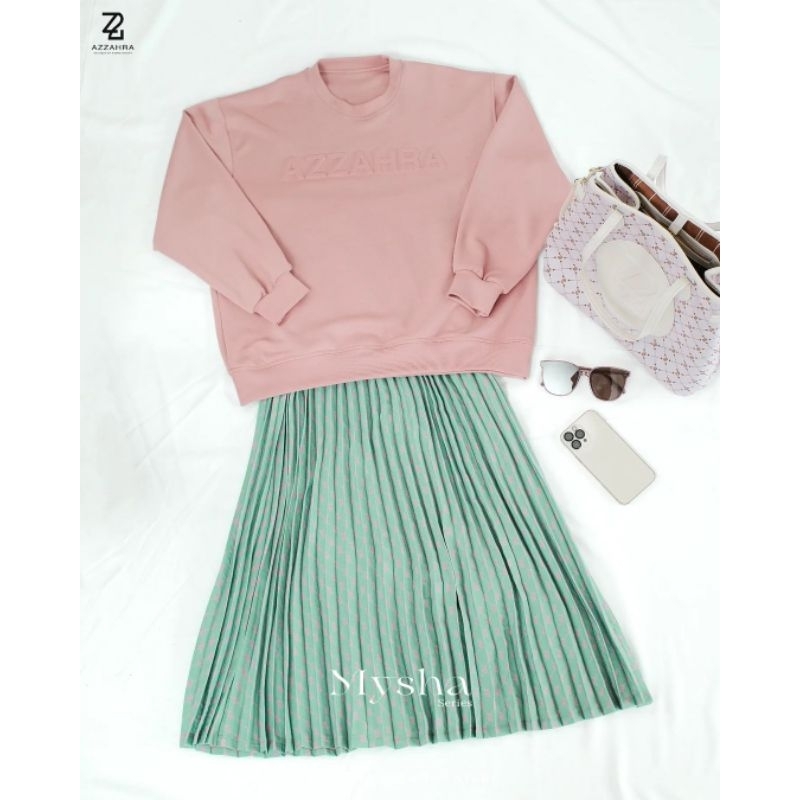 Mysha sweater & pleats skirt. By Azzahra premium syar'i