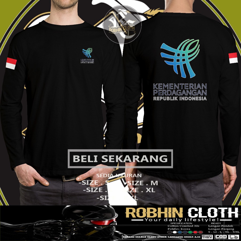 Kaos Baju KEMENDAG Kementerian Perdagangan Lengan Panjang Kaos Pemerintahan Distro