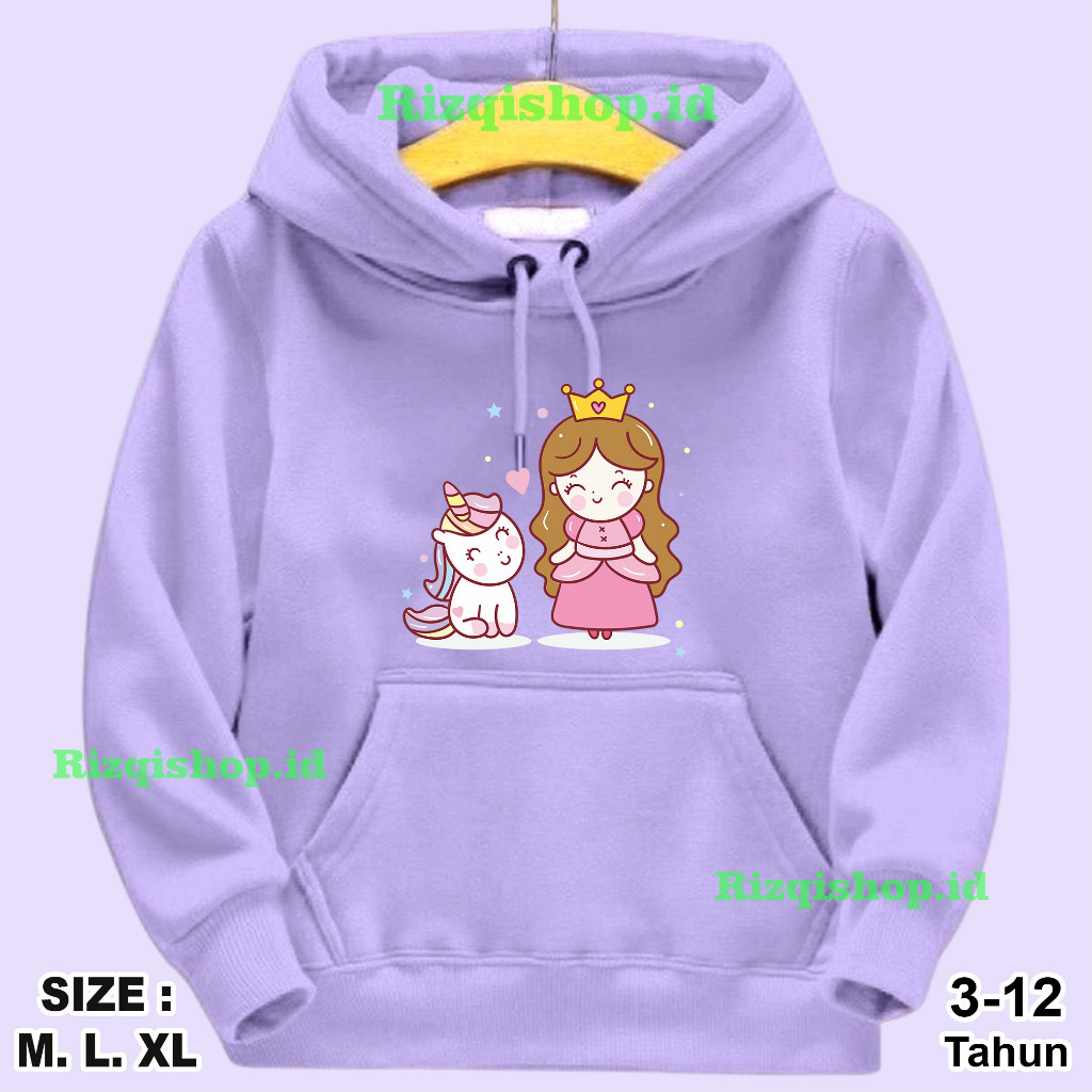 Hoodie Anak Usia 3 4 5 6 7 8 9 10 11 12 Tahun Unicorn Princess | Hoodie anak Perempuan | Hoodie anak