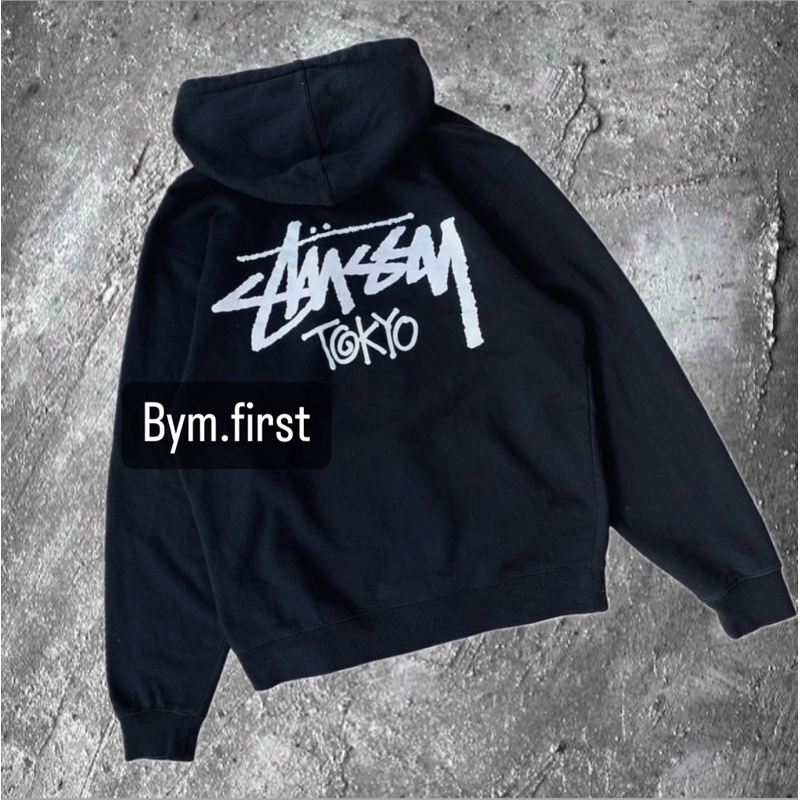 BYM HOODIE STUSSY TOKYO HOODIE STUSSY LOGO BLACK WHITE HOODIE STUSSY FULLTAG