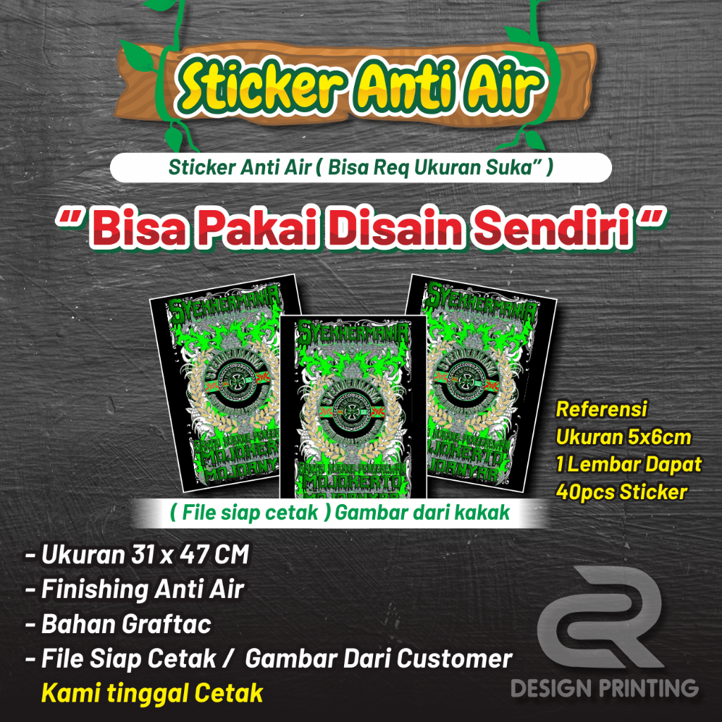 Sticker Anti Air Syekhermania // File siap cetak ( disain bawa sendiri )