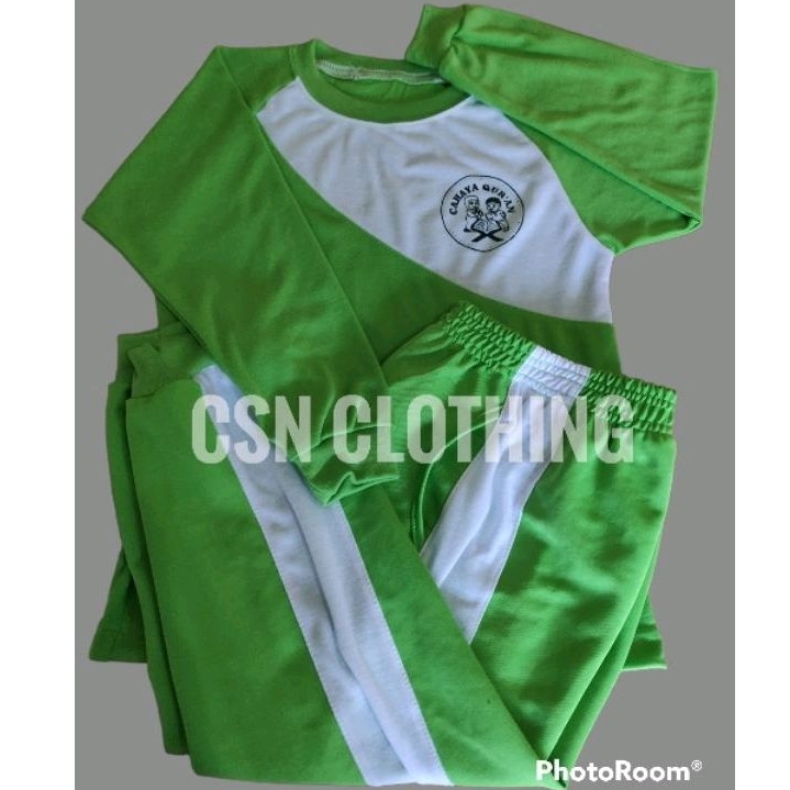seragam olahraga tk & paud warna hijau muda putih | kaos olahraga tk paud | stelan olahraga
