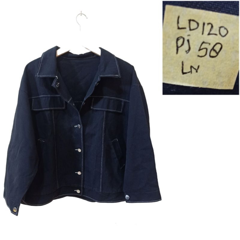 JAKET JEANS HITAM PEKAT SEMI CROP PL LIKE NEW ATASAN JUMBO WANITA XXL BIG SIZE