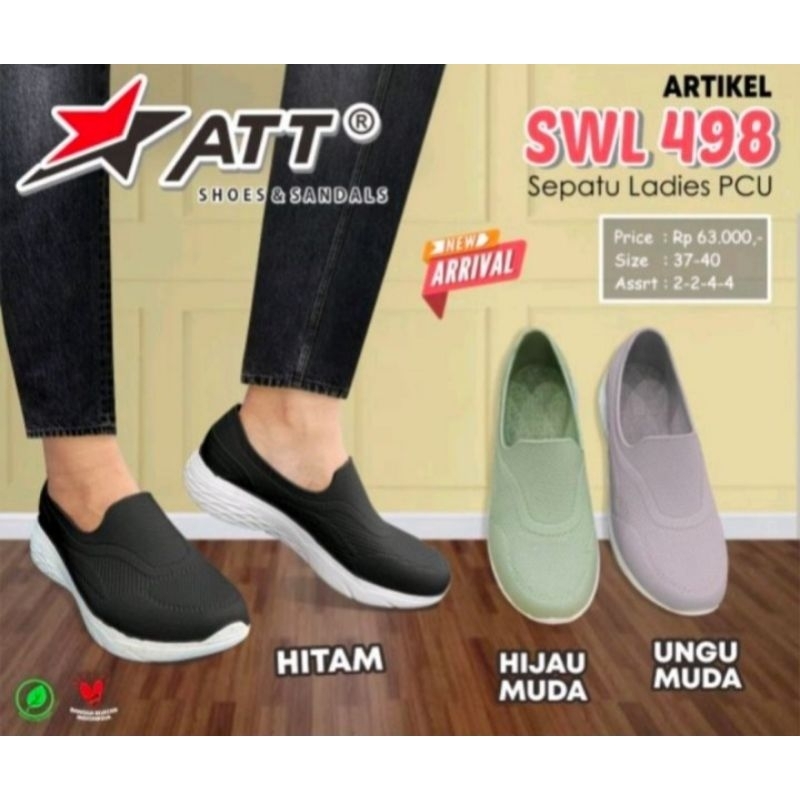 sepatu wanita ATT model SWL 498, sendal selop wanita, sandal karet, sandal anti air, sepatu kekinian