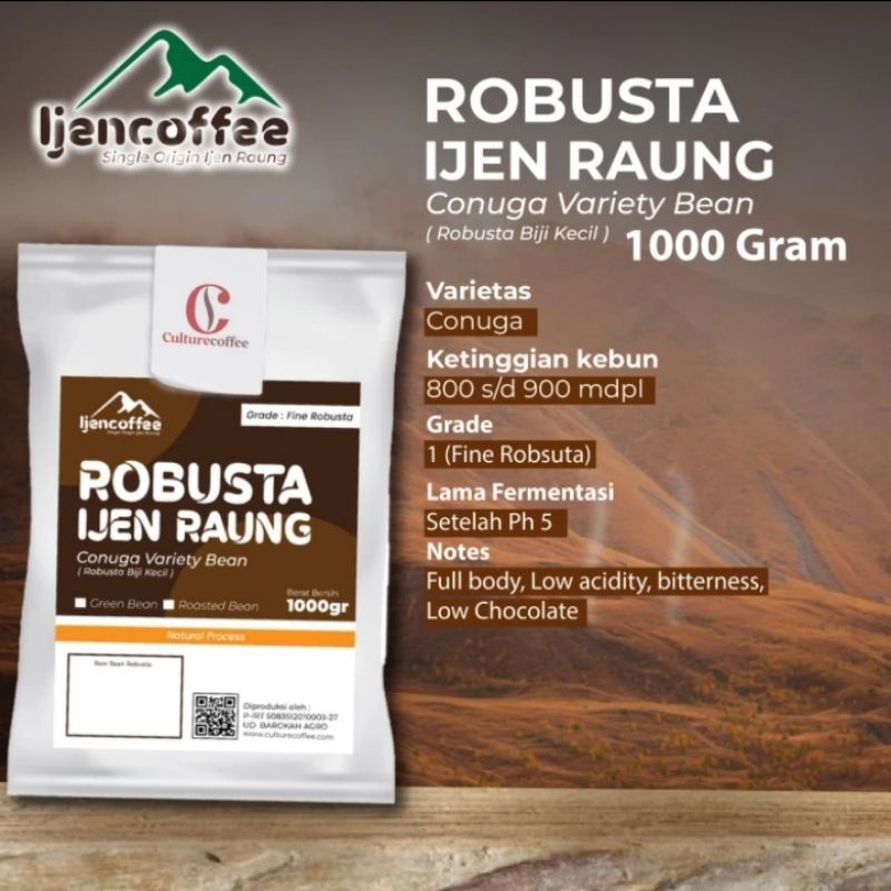 

Greenbean Robusta Conuga Ijen Raung Natural 1kg