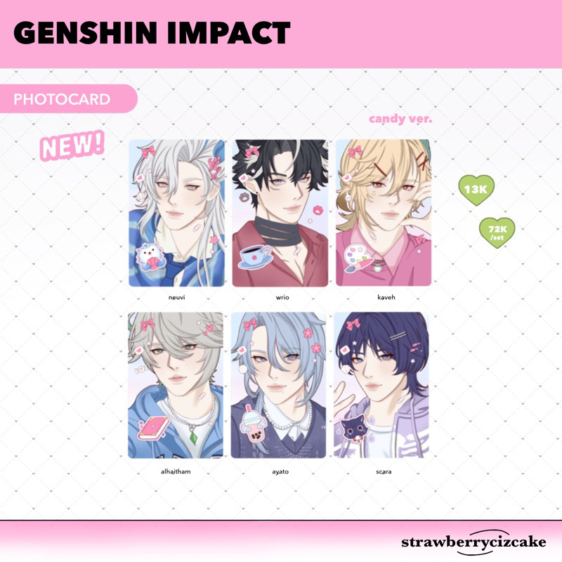 genshin impact candy photocard - strawberrycizcake