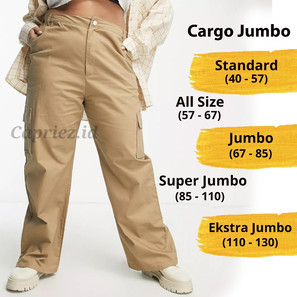 Baggy Cargo Jumbo Big Size Pants / Celana Cargo Jumbo Wanita / Celana Kerja Big Size / Celana Kargo 