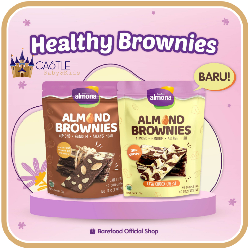

Barefood Almona Almond Brownies - Asi Booster - Cemilan Busui - Brownies Tipis - Snack Sehat